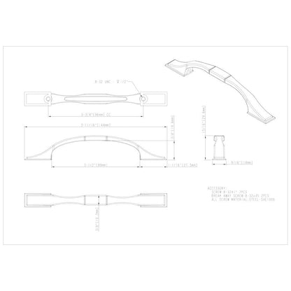 3" Center-to-Center Satin Nickel Square Hammond Cabinet Pull