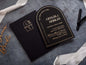 Wedding Invitation with Black Envelope and Gold Foil | Arch Shape Invite