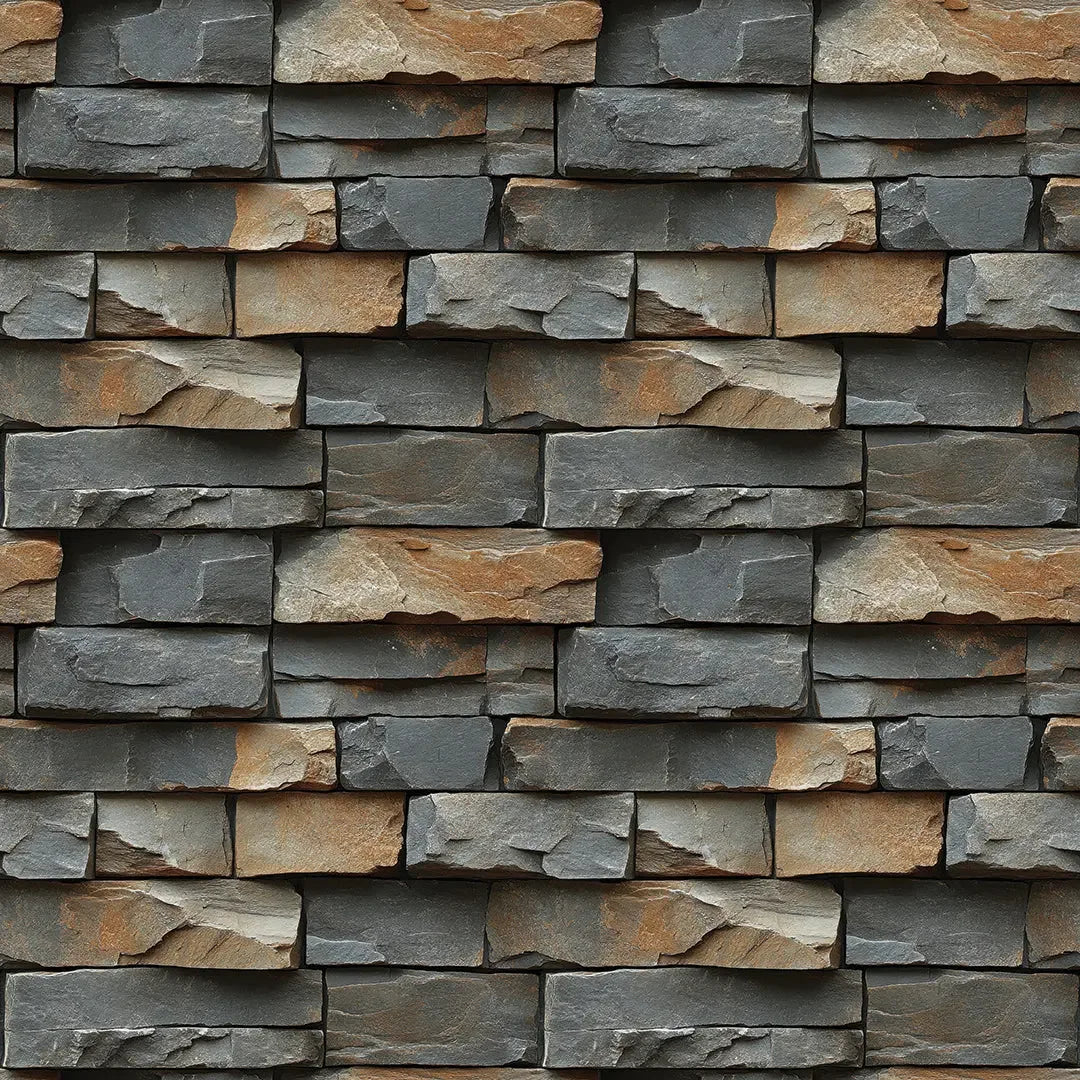 Charcoal Earth Stacked Stone Wall