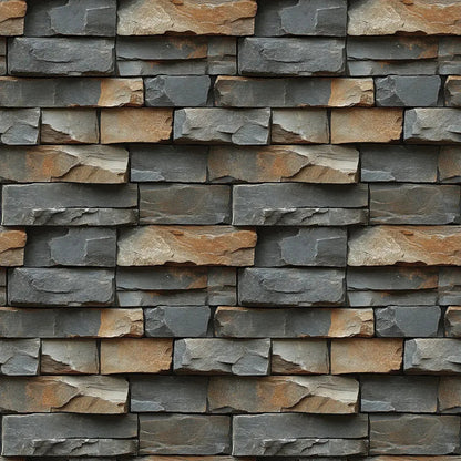 Charcoal Earth Stacked Stone Wall
