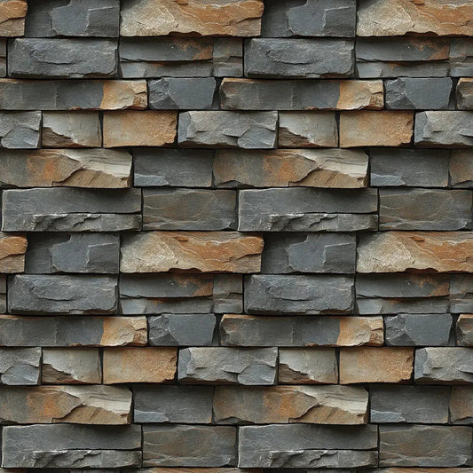 Charcoal Earth Stacked Stone Wall