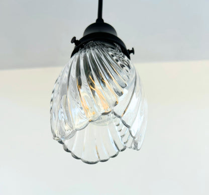 Clear Swirl Ribbed Heavy Vintage Pendant