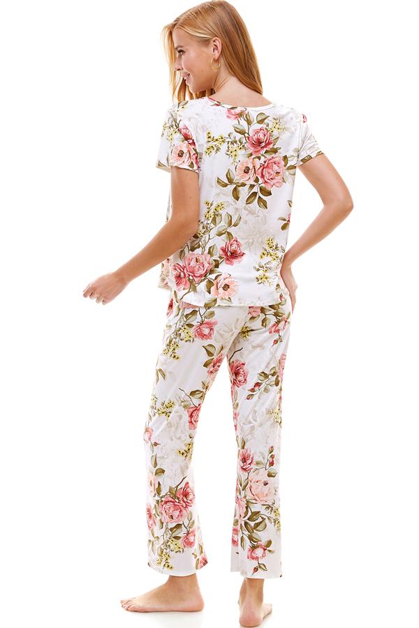 Loungewear Set for Women's Floral Short Sleeve and Pants | Apparel | Kitchen + Metal