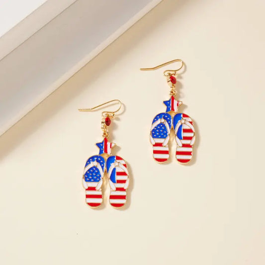USA Flag Flip Dangling Earrings