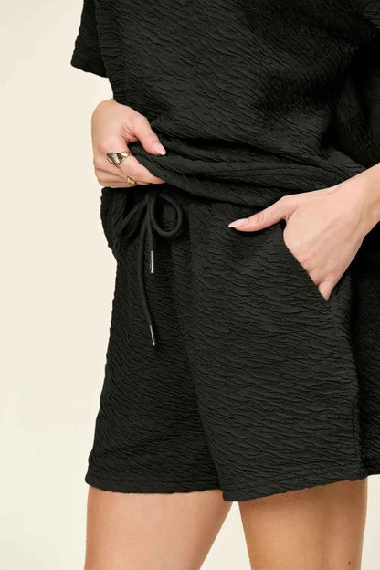 Texture Short Sleeve T Shirt and Shorts Set