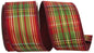 2.5" by 10 yds PLAID CRANBERRY METALLIC DELUXE BACKED WIRED EDGE