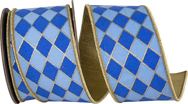 2.5" X 5 YRDS DIAMOND ELITE METALLIC OUTLINE DELUXE WIRED EDGE RIBBON-ROYAL/FRENCH BLUE