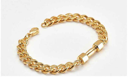 Mens Titanium Steel Dumbbell Bracelet Vintage