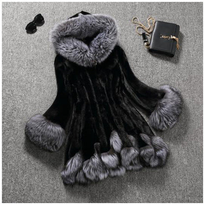 Autumn Winter Women Clothing Faux Fur Coat Mid Length Mink Fur Women Coat