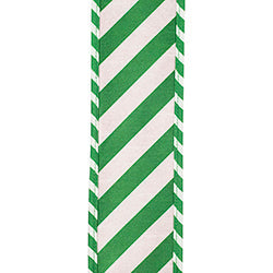 2.5" X 5 YARDS STRIPED TICKING PLUSH VELVET DELUXE WIRED EDGE RIBBON RED/GREEN