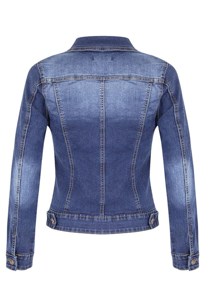 Autumn Winter Short Slim Fitting Biker Stretch Denim Jacket