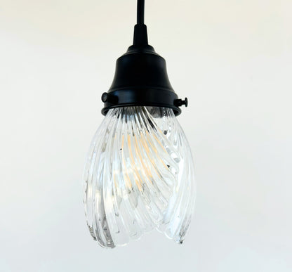 Clear Swirl Ribbed Heavy Vintage Pendant