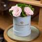 Basic Light Blue Suede Garden Box | Light Pink Roses