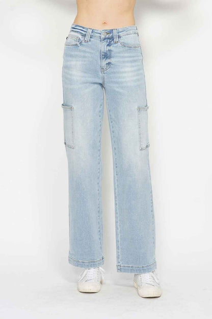 Judy Blue High Waist Straight Cargo Jeans  Women's Jeans - Full Size