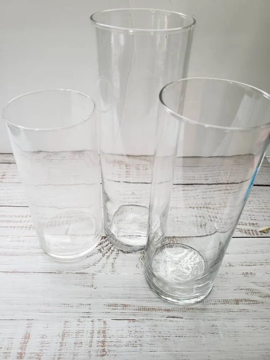 Glass Cylinder Pillar Candle Holders - 3 Set