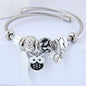 Beaded Owl Bracelet with Angel Wings - Stainless Steel Charm Bracelet