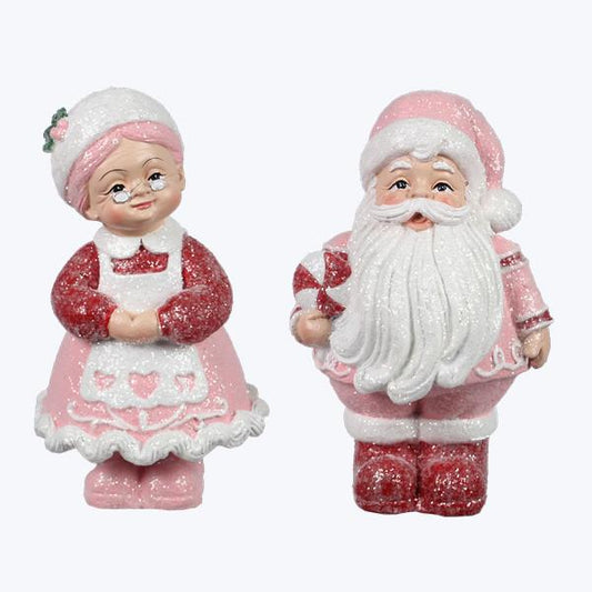 6" Pinkmas Resin Mr. and Mrs. Clause - SET OF 2