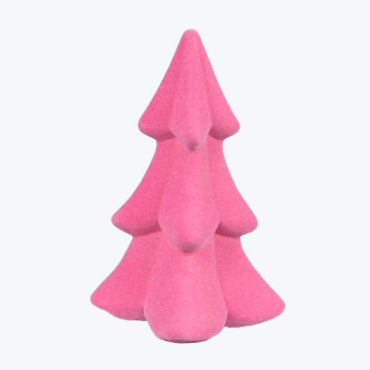 6" HOT PINK Ceramic Flocked Christmas Tree Decor