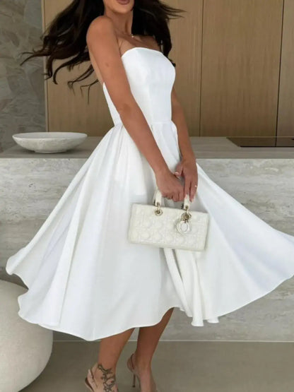 Solid Color Tube Dress Midi for Chic and Stylish Looks
