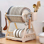 Space-Saving 2-Tier Kitchen Dish Rack with Drainboard - Sleek Blue &