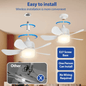 LED 30W Ceiling Fan Light with Remote Control – Dimmable E27 for Living Room, Study & Home Use (85-265V)