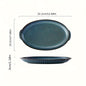 Elegant Dark Blue Oval Ceramic Serving Platter