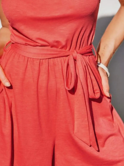 Single Shoulder Tie Waist Romper
