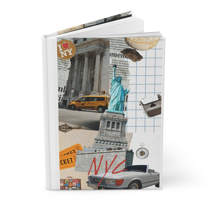 NYC-Inspired Hardcover Journal, Travel Diary, Gift for Writers, Vintage NYC Art, City Lover's Notebook, Sketchbook
