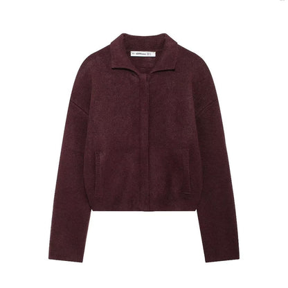 Plain Stitch Bomber Jacket Outer Women's Clothing