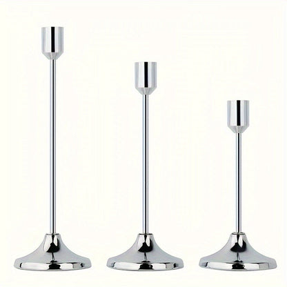 Elegant 3Piece Metal Candle Holders Gold  Rose Gold Finish