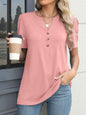 Notched Short Sleeve Women's T-Shirt - Stylish and Comfortable Design