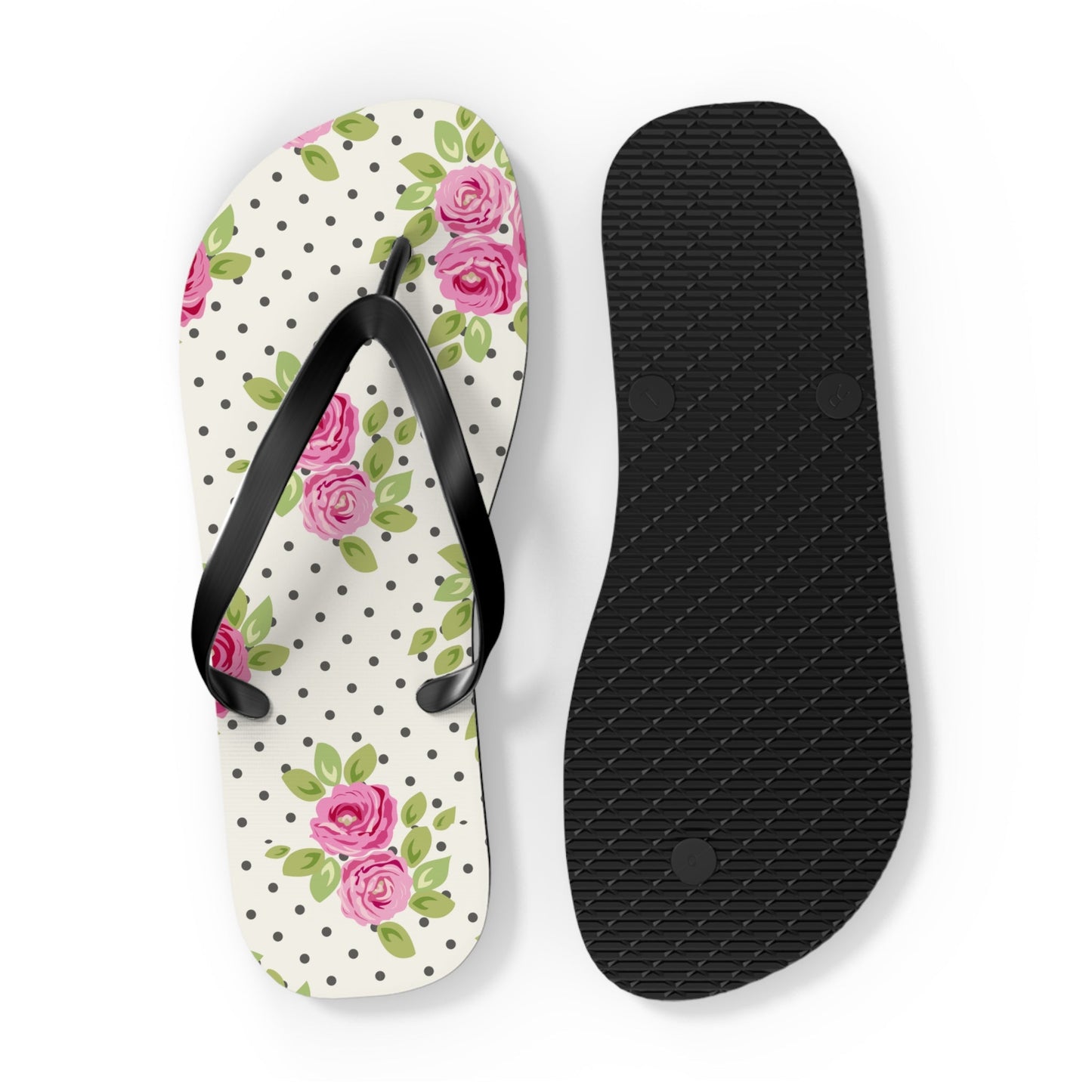 Customizable: Floral Flip Flops, Comfortable Summer Sandals, Beach Footwear, Gift for Vacation, Floral Patterns