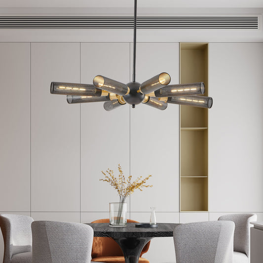Modern Industrial Sputnik Chandelier, 8-Light Black and Gold Metal | Kitchen [Metal] | Kitchen + Metal