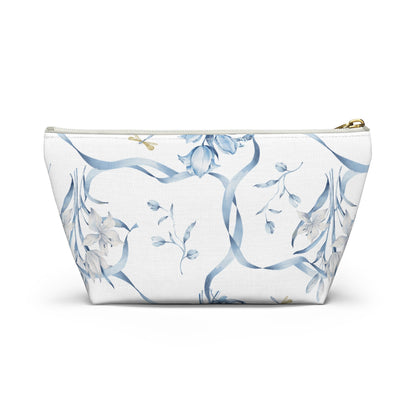 Customizable: Floral T-bottom Accessory Pouch | Gift for Her, Makeup Bag, Travel Organizer, Storage Solution, Spring Decor