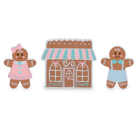 Santa's Sweet Shoppe Collection -  GINGERBREAD LANE WOODEN SHELF SITTER SET