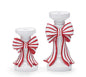 Santa's Sweet Shoppe Collection - WHITE WITH RED WHITE BOW CANDLEHOLDER SET