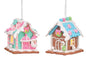 GINGERBREAD SHAPE HOUSE ORNAMENTS - SET OF 2