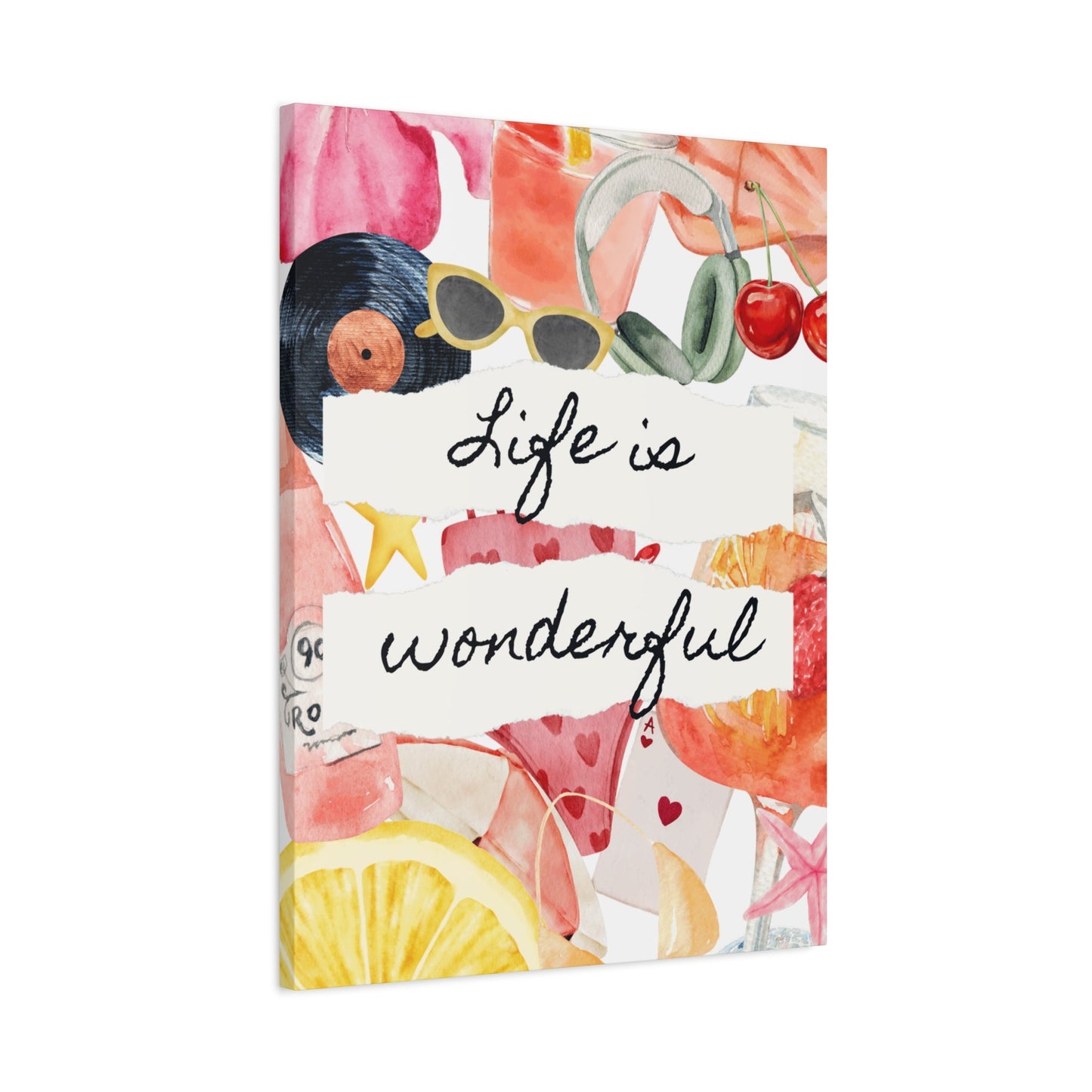 Life is Wonderful Canvas Wall Art, Colorful Decor, Inspirational Gift, Home Display, Summery Wall Art, Motivational Print