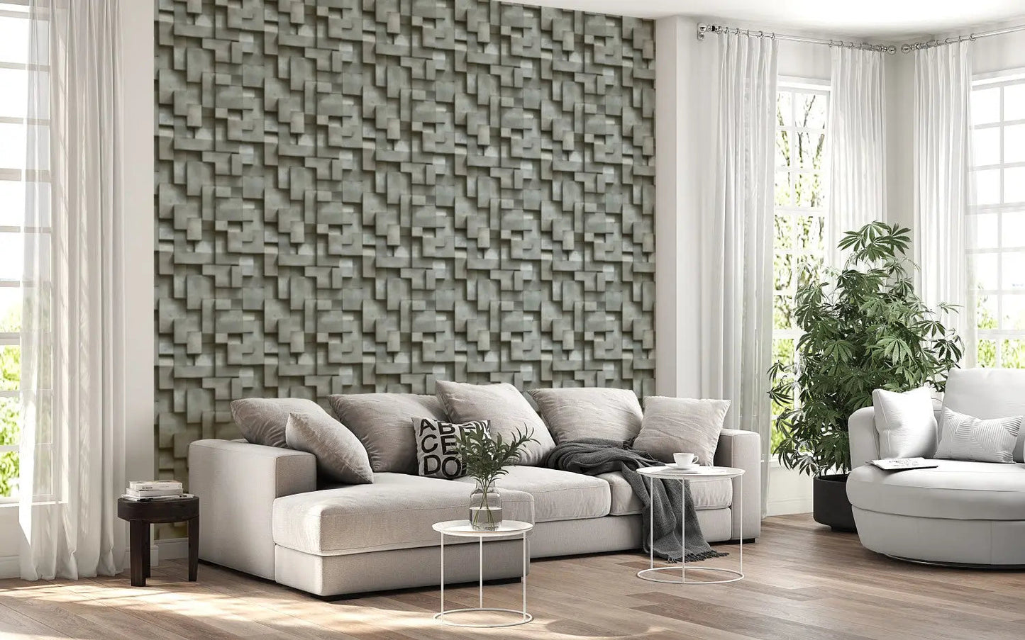 Brutalist Concrete Relief Wallpaper