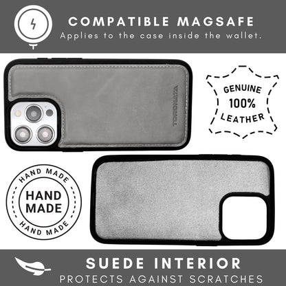 Vegas Premium Leather iPhone 15 Pro Wallet Case with MagSafe | Detachable RFID Blocking Luxury Wallet