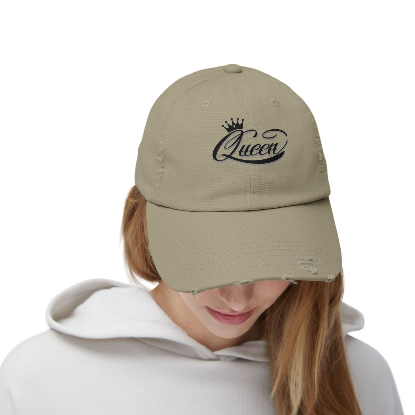 Distressed Queen Cap - Vintage Style Unisex Baseball Hat, Hip Hop Headgear & Streetwear Fashion Accessory