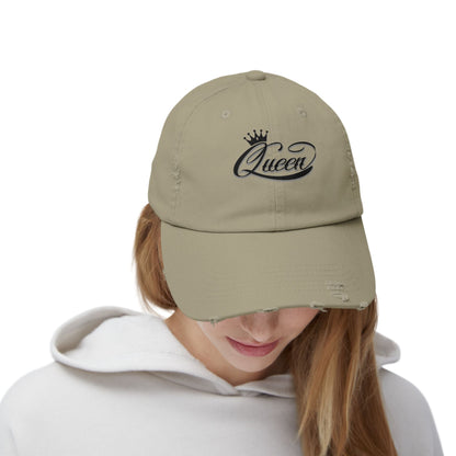 Distressed Queen Cap - Vintage Style Unisex Baseball Hat, Hip Hop Headgear & Streetwear Fashion Accessory