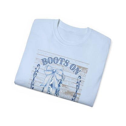 Western Song Cowboy Women's T-Shirt, Boots Graphic T-Shirt, Rural Lifestyle Top, Country Music Concert Apparel, Vintage Ranch Style Shirt
