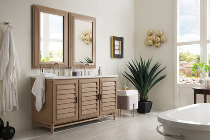 Portland 60" Double Vanity Cabinet, Whitewashed Walnut