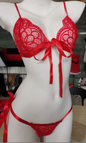 Split Cut Ruffled Sexy Lace Strap Three-Point Sexy Lingerie