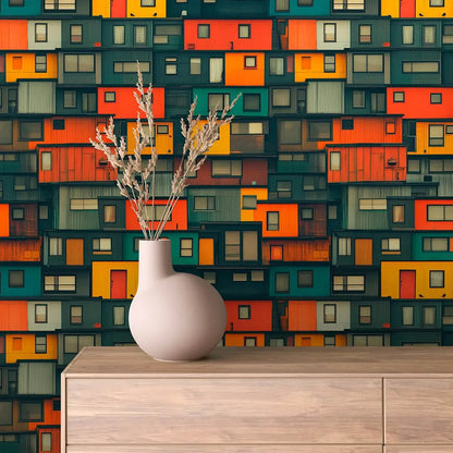Vibrant Stacked Metropolis Mural