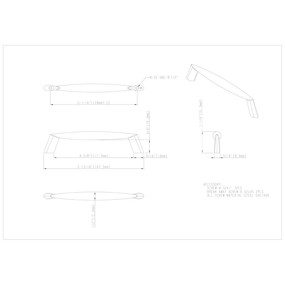 3" Center-to-Center Satin Nickel Zachary Cabinet Pull