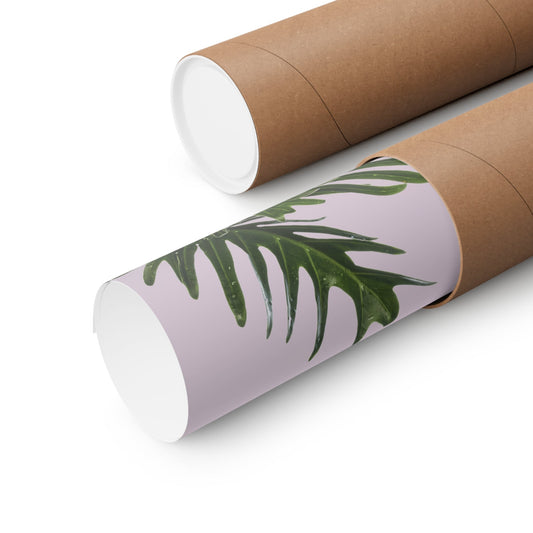 Roll of paper with green leaf design on a white background