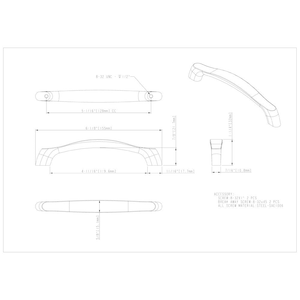 3" Center-to-Center Satin Nickel Aiden Cabinet Pull