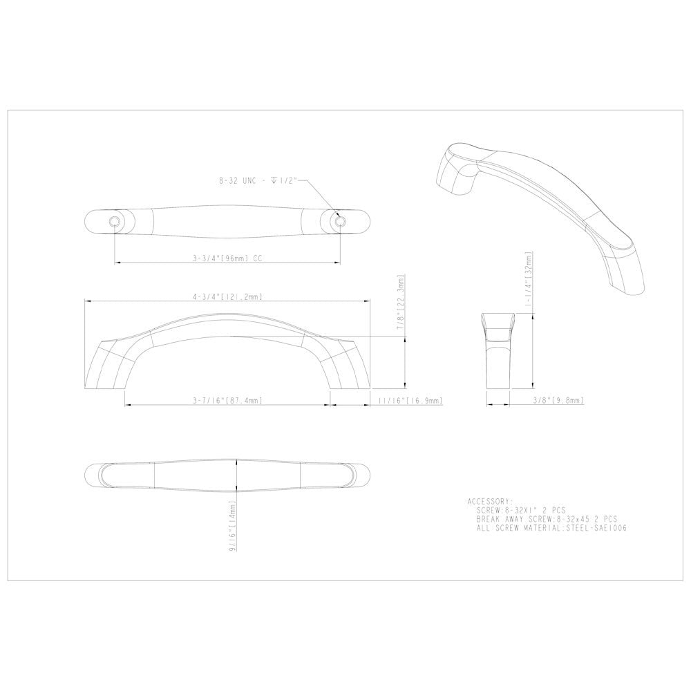 3" Center-to-Center Satin Nickel Aiden Cabinet Pull